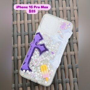 ✨ Handmade iPhone 15 pro Max Case – Purple Junk Style Bling 🍩🍭💜